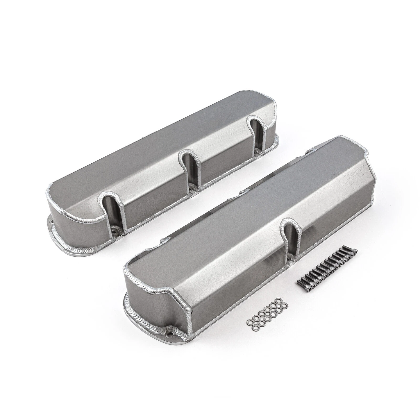 Ford SB 289–302–351W Fabricated Aluminum Valve Covers – Tall, Short Bolt, No Hole, Clear Finish 1962–1985 （PVC8541）