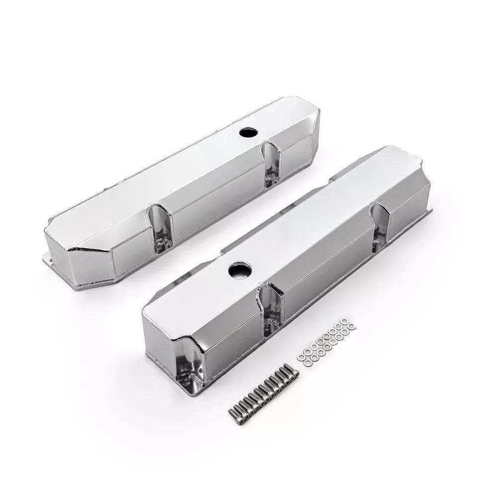 Chrysler 383–440 Mopar Big Block 1965-1978 Fabricated Valve Covers | Short Bolt | w/ Hole | Polished/Black/Anodized Finish (PVC8549)