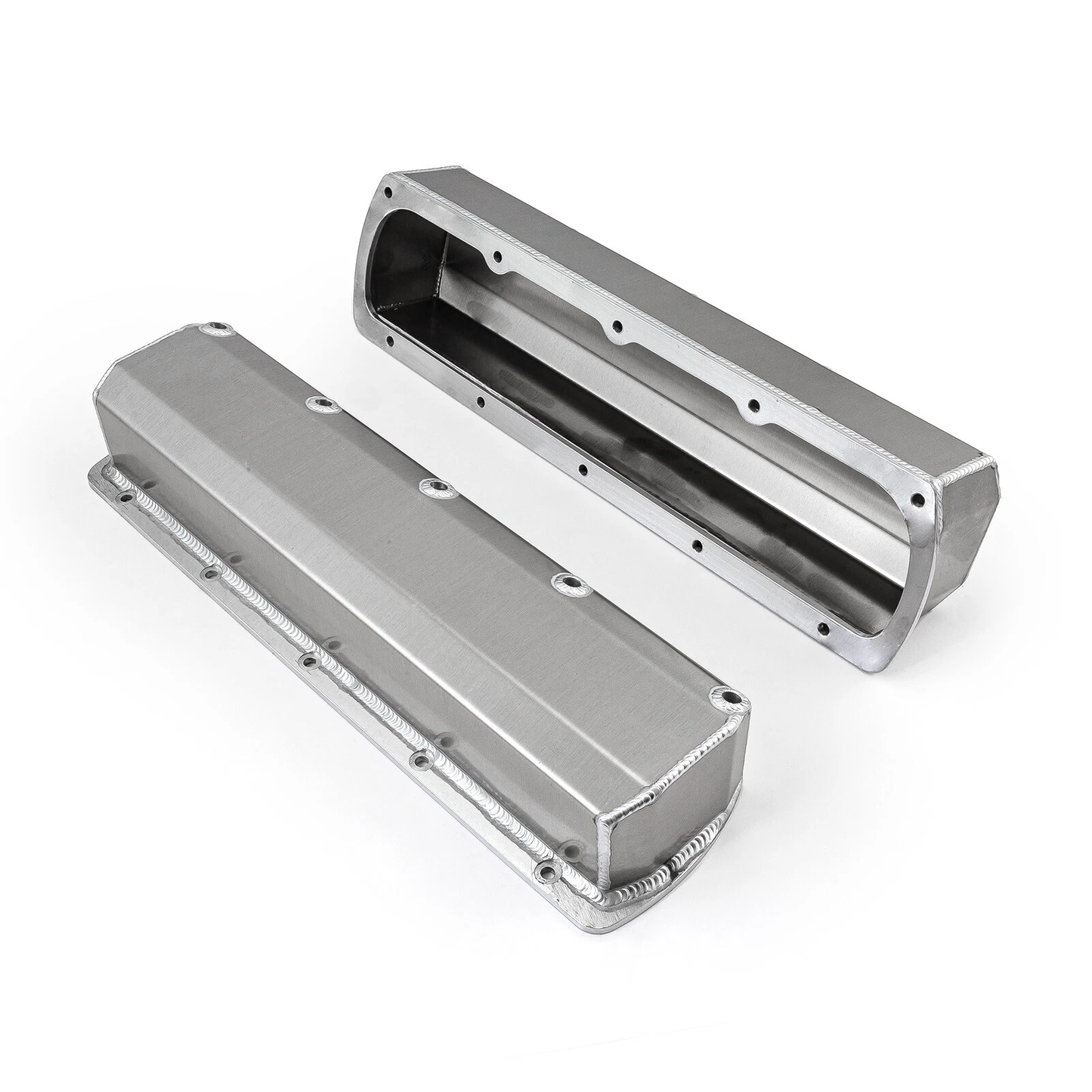 Oldsmobile 260–455 Tall Fabricated Aluminum Valve Covers – Long Bolt, No Hole, Clear/Polished Finish (PVC8551))