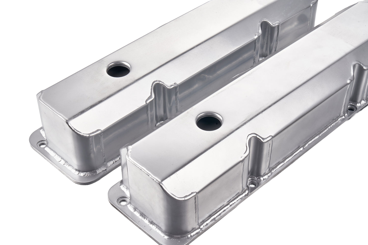 Fabricated Valve Covers for Ford FE 352–428 V8 (1958–1976) – Short Bolts, With Hole, Clear/Black/Polished/Anodized (PVC8546)