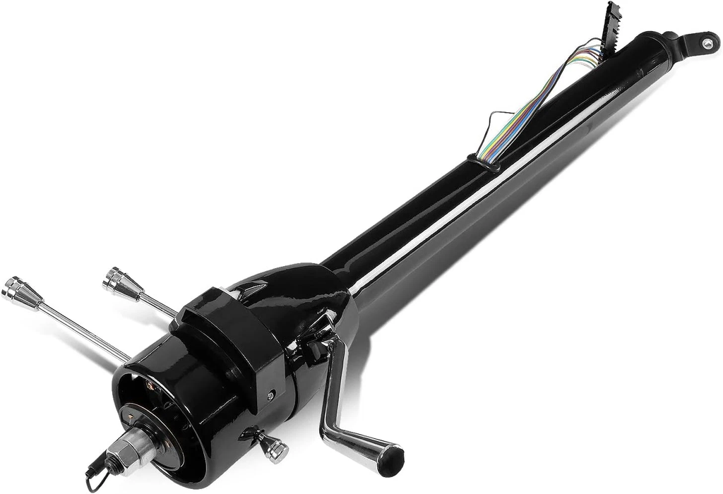 28/30/32 Inch Stainless Steel Tilt Steering Column Kit, Manual Floor Shift & Automatic, Polished Chrome / Black Coated - Fits 1955-1959 Chevy GM Hot Rod