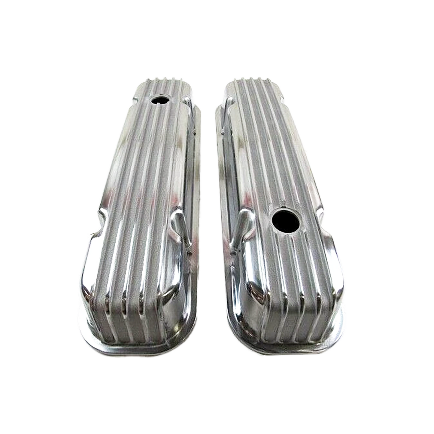 Pontiac 301–455 1959–1979 Finned Aluminum Valve Covers – 2-3/4" Tall, Polished / Satin / Black (PVC8531)