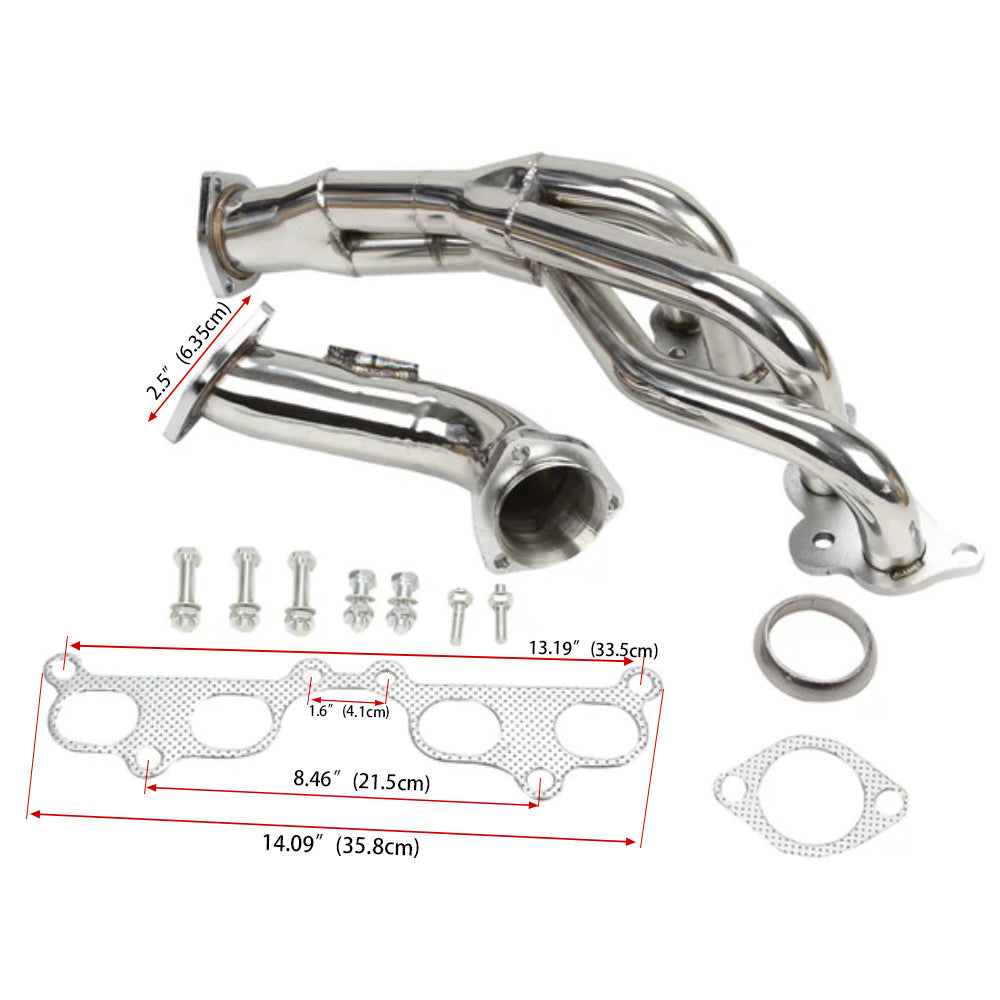 Mirror Polished 304 Stainless Steel Exhaust Header - Fits 1995-2001 Toyota Tacoma 2.4L 2.7L L4