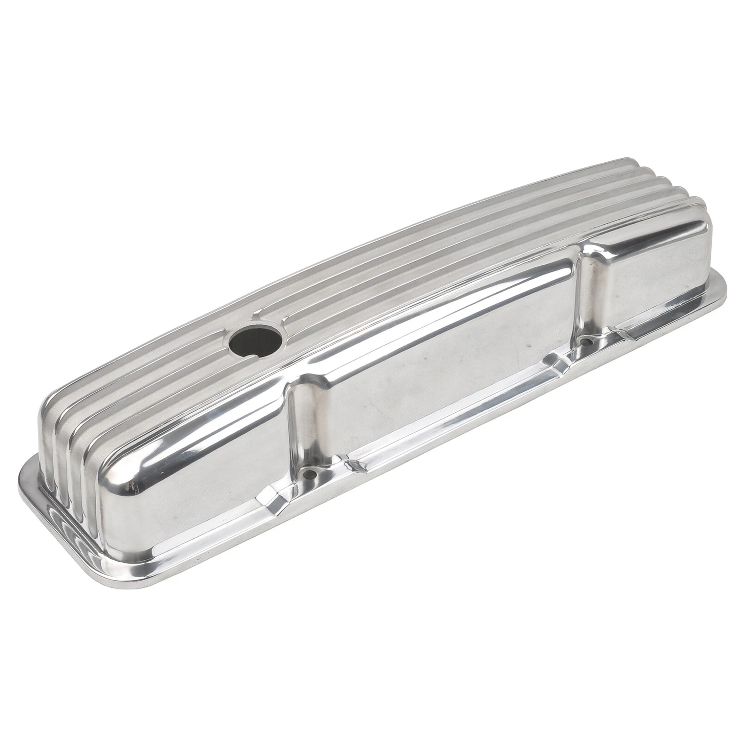 Finned Short Aluminum Valve Covers for Chevy SBC 283–400 (1958–1986) | 2-9/16" Tall | Polished, Black, Satin Finish