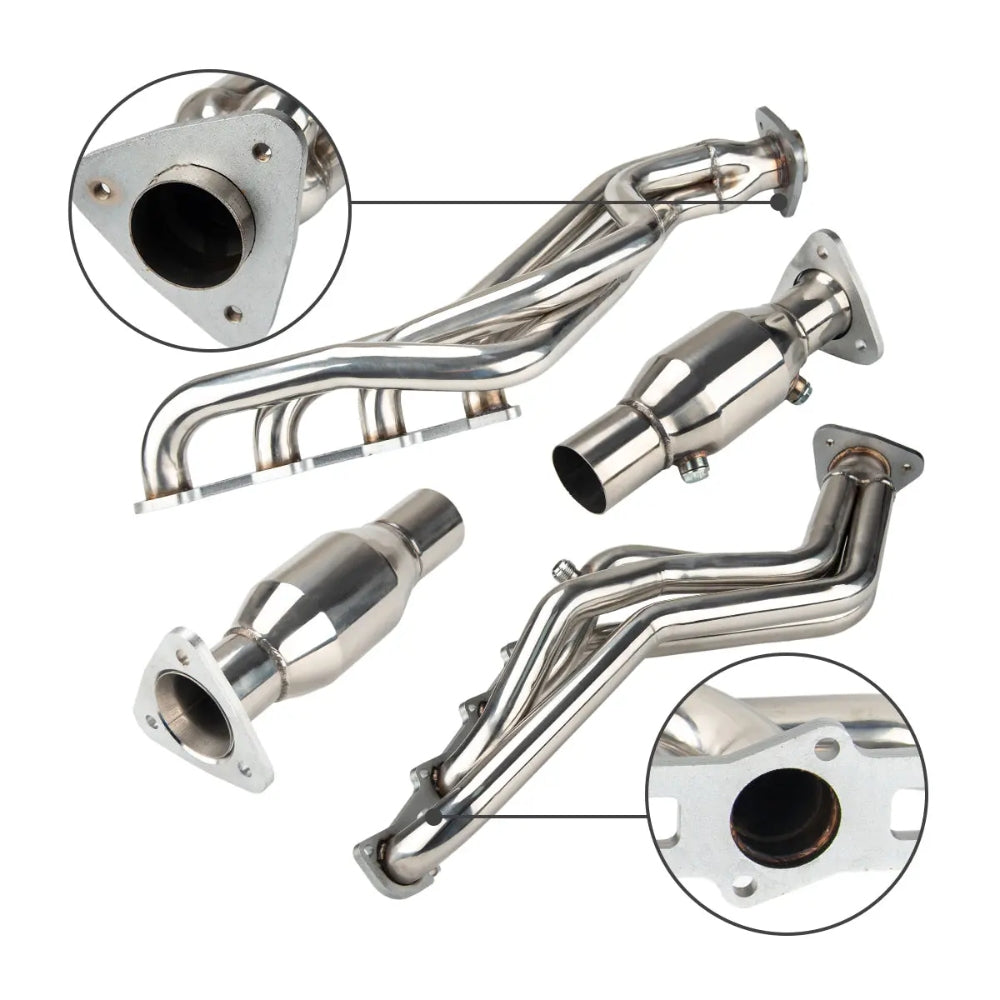 Stainless Steel Exhaust Header Kit - Fits 1997-1999 Ford F-250 1999-2003 F-150 2004 F-150 Heritage Pickup Truck